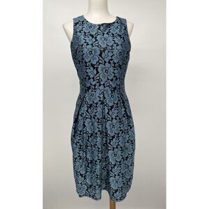 ELIZA J Dress Size 2 Blue Lace Floral Lined Open Back Career Event Prom Evening